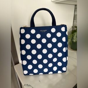 Kate Spade Navy and White Polka Dot Tote